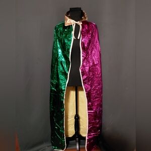 Mardi Gras Costume Set Cloak, Rainbow Eye Mask, Mardi Gras Beads Brand New!